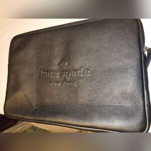 Kate Spade Black Leather Laptop Sleeve 15x11